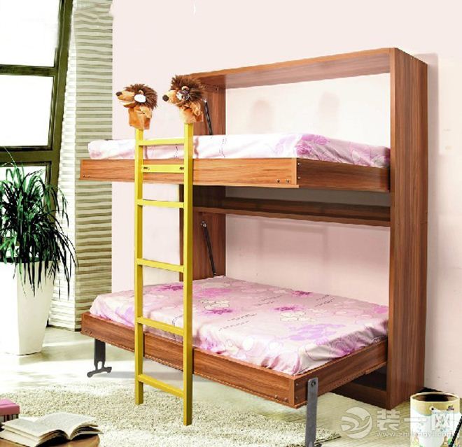 小户型卧室节省空间妙招 双层壁床效果图展示二